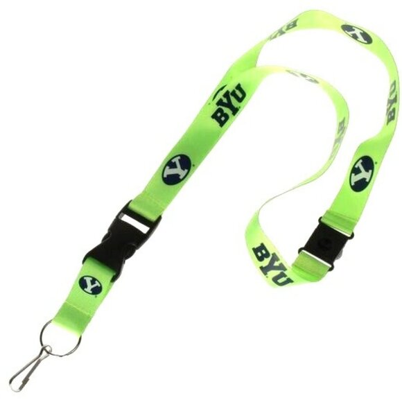 BYU Cougars ID Lanyard Premium 2-Sided Bright Lime Green NCAA Licensed Merch - Picture 1 of 3